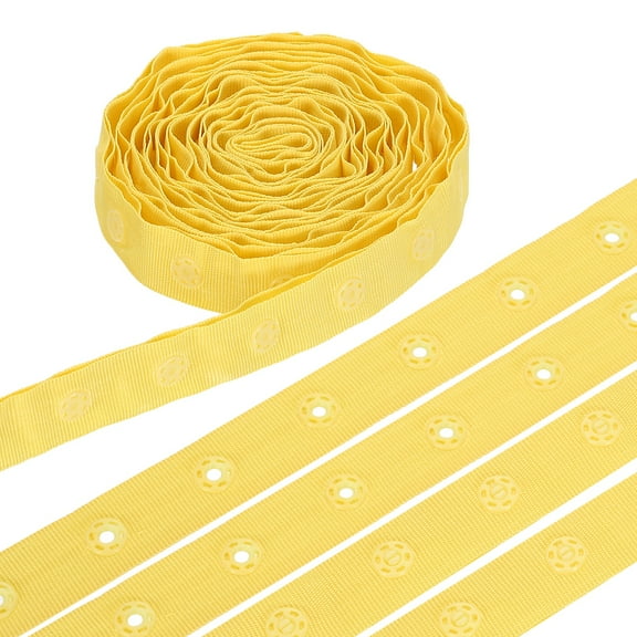 3 Yard Snap Button Tape, Polyester Plastic Snap Button Trim, Sewing Press Stud Ribbon Replacement for DIY Craft Clothes Fabric Sewing, Light Yellow