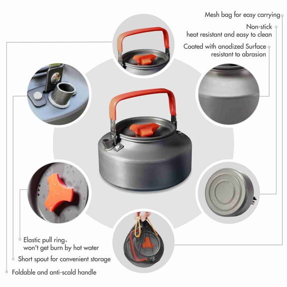 3 Outdoor Teapot With Cup Stainless Steel Rustproof Anti-corrosion Tableware Set Kettle Camping Pinic Hiking