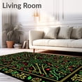 thumbnail image 2 of ODIKA 5'x7' Machine Washable Non-Slip Area Rug, Vintage Merry with Interlocking Holly and Starbursts High Traffic Rug, Black, 623631, 2 of 5