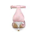 thumbnail image 4 of BLISSFUL STEP Women's Rhinestone Mesh Kitten Heels Sandals Pink (Size 9), 4 of 7