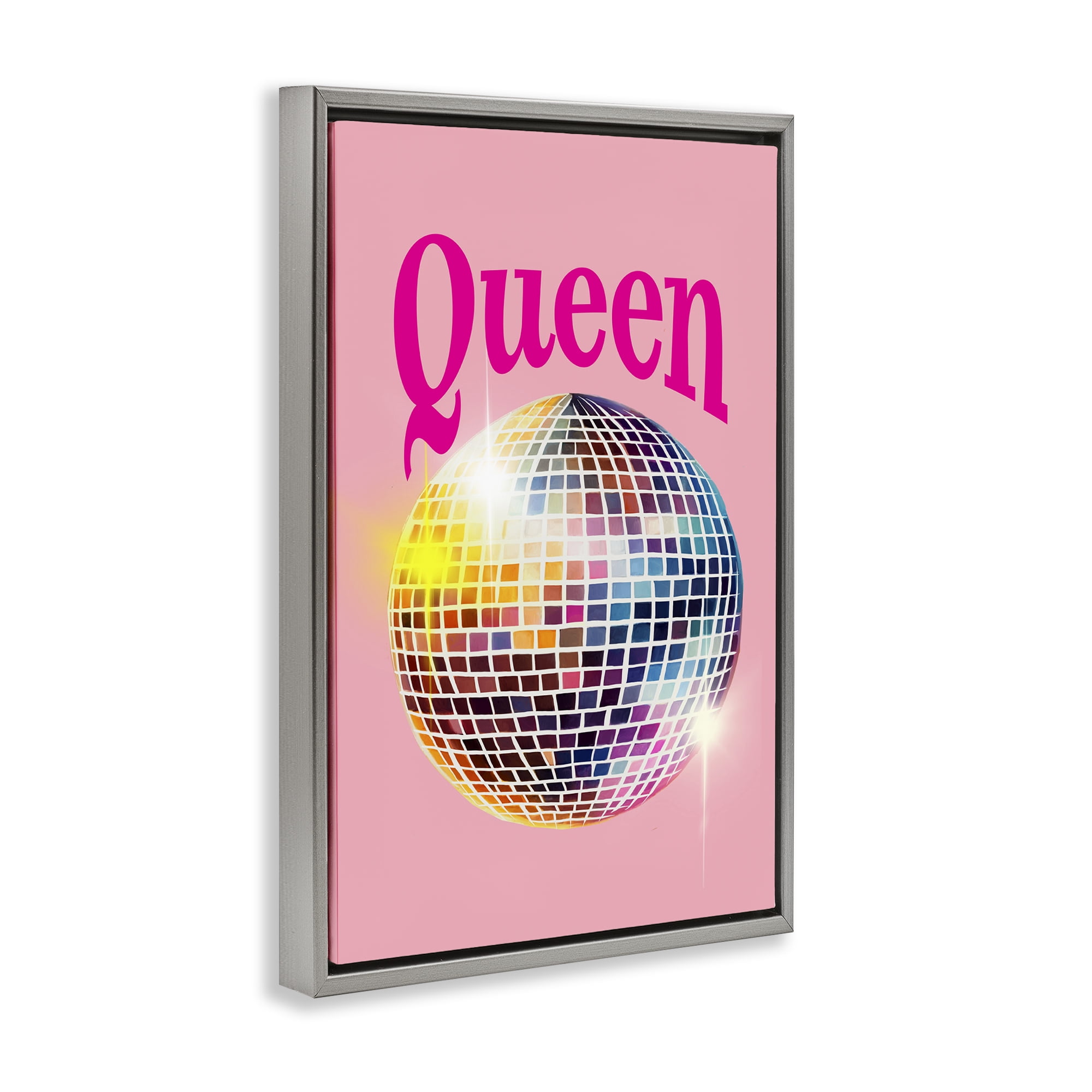 Stupell Industries Sparkling Disco Queen Entertainment Painting Gray Floater Framed Canvas Art Print Wall Art, 21 x 31