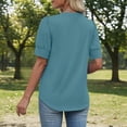 thumbnail image 6 of Xijirk Women's V-Neck Short Sleeve Blouse Puffed Sleeve T-Shirt with Button Casual Top for Everyday Wear,M, 6 of 7