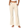 thumbnail image 2 of Ovbmpzd Ladies Womens Yoga Pants Flare Petite Beige Leggings Casual Long Mid Waist Leggings,S, 2 of 6