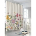 thumbnail image 3 of Shower Curtain Wild Flowers Bathroom Curtains with Hooks, Waterproof Fabric Farmhouse Butterfly Leaves Linen Bath Shower Curtains Set for Bathroom Bathtubs Decor 72x72 Inch, 3 of 8