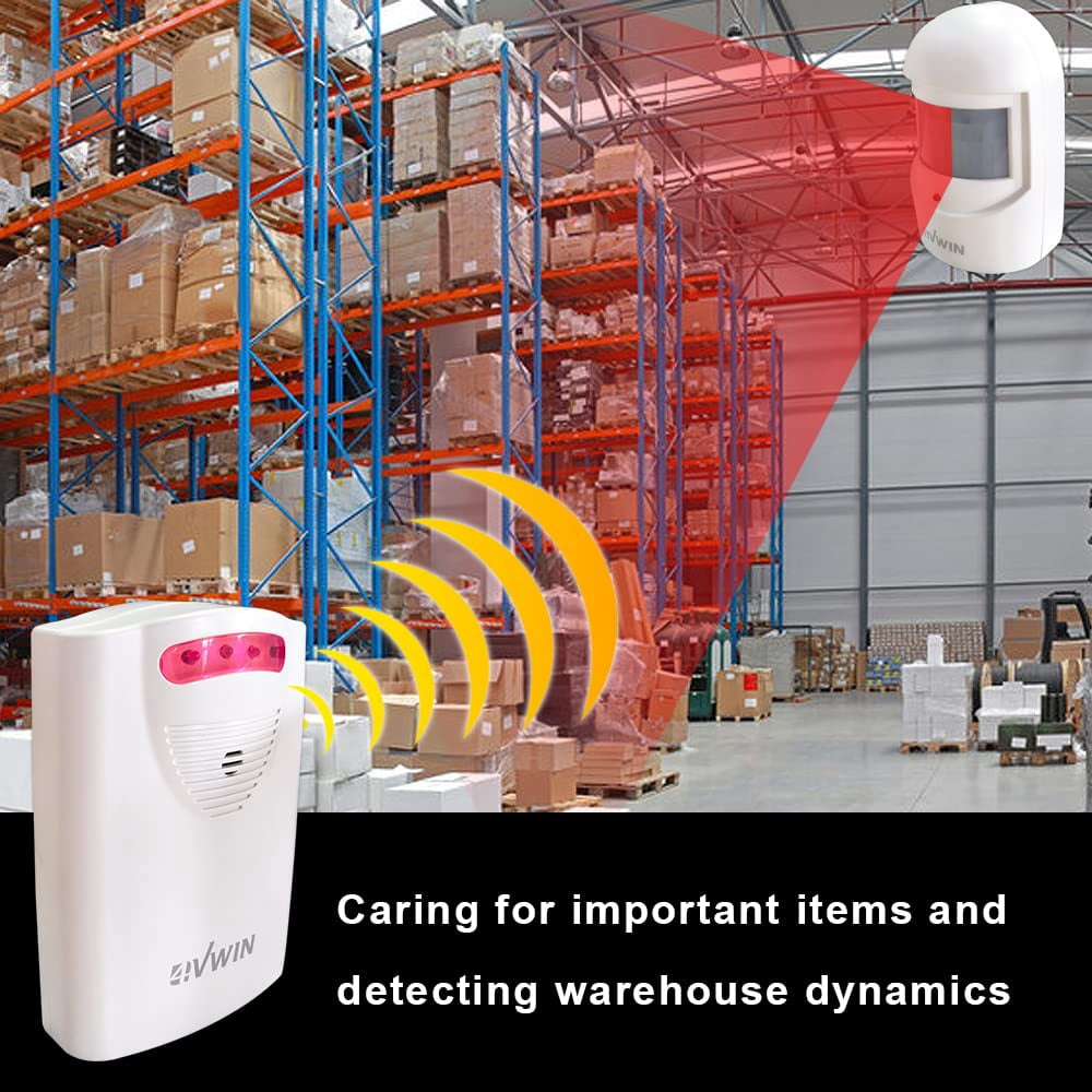 6Pcs Multifunctional Alarm Wireless Outside, Motion Sensor Alarm, Extra Loud Chimes Home Security Alarm System with 1 Receiver 2 Weatherproof Infrared Sensors Protect Indoor/Outdoor Property