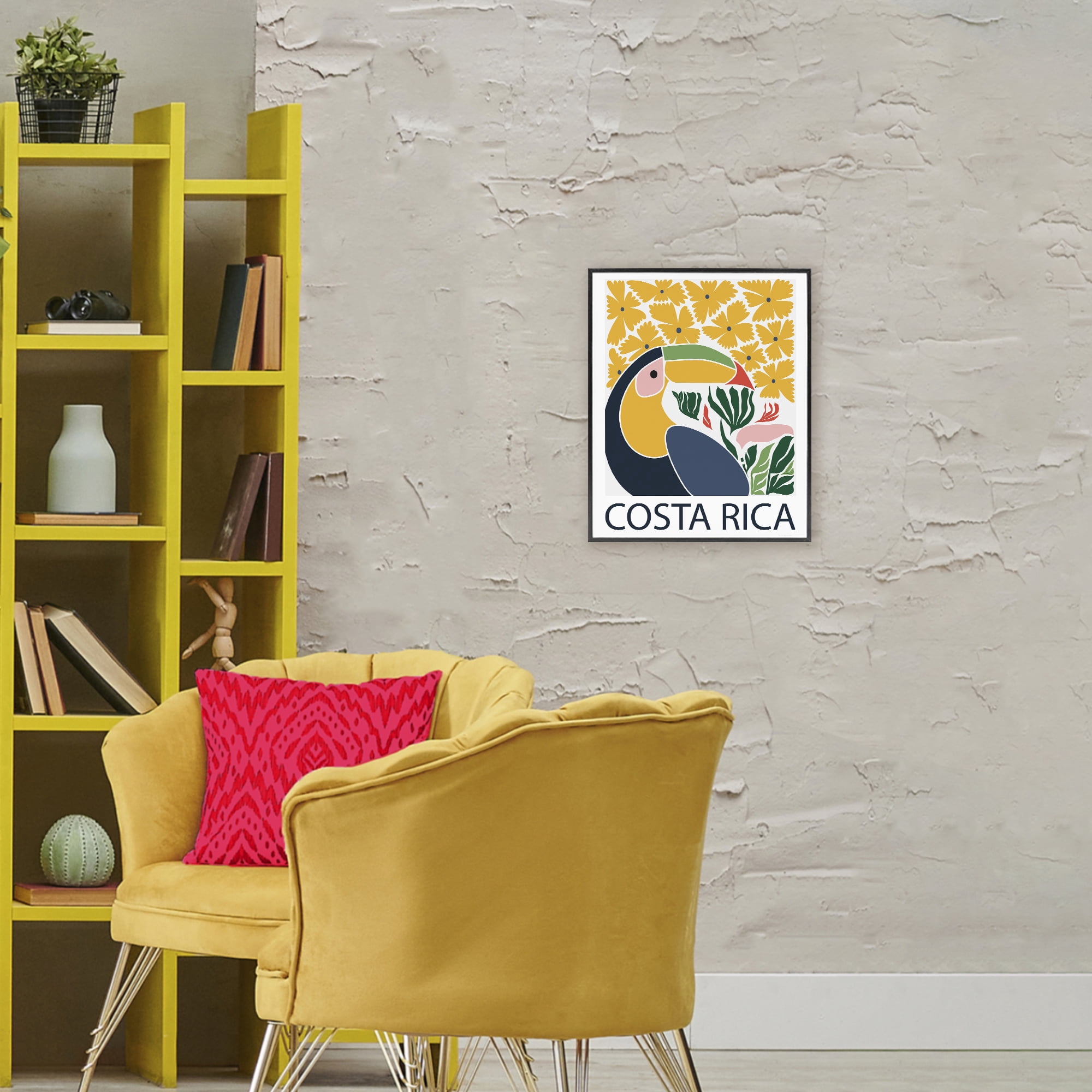 Stupell Industries Tropical Toucan & Flowers Black Framed Giclee Art, design by Omar Escalante