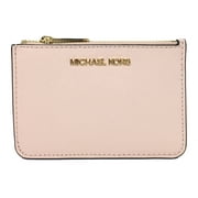 Michael Kors Womens Jet Set Travel Small Top Zip Coin Pouch with Id Holder In Saffiano Leather (Powder Blush)
