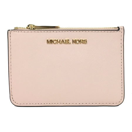 Michael Kors Womens Jet Set Travel Small Top Zip Coin Pouch with Id Holder In Saffiano Leather (Powder Blush)