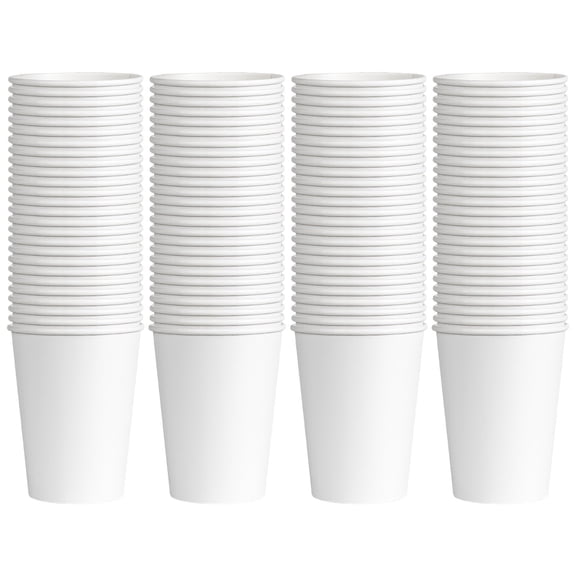 Prep 100 Pack 210ml/7oz Disposable Paper Coffee Cups, Hot Cups for Hot/Cold Beverage, Durable Thickened White Paper Cup Bulk for Party, Office, Bussines, Cafes, Bistros, Daily Use