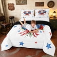 thumbnail image 3 of Manfei Watercolor Bouquet Queen Comforter Set, Patriotic Stars Comforter Sets Queen, Red White Blue, Black Reversible 3 Pieces, 1 Comforter and 2 Pillowcases, 3 of 6