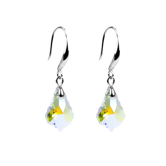WREESH Fashion S Imple Water Drop Crystal Earrings Color Baroque Leaf Fashion Earrings Jewelry