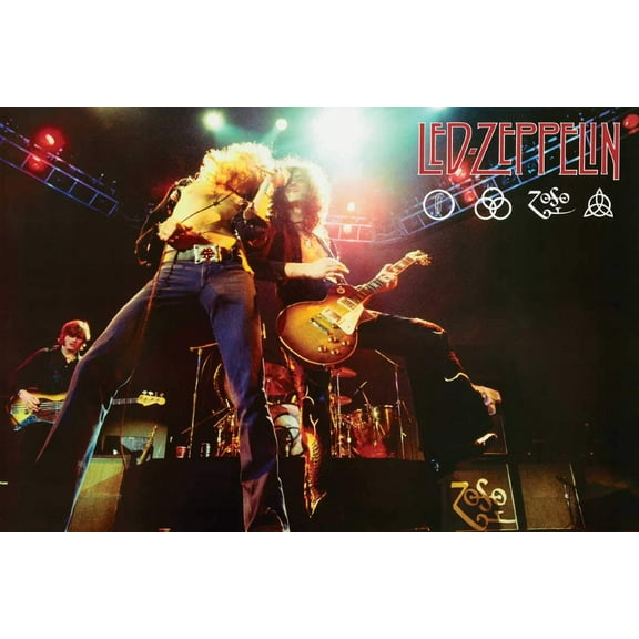 BUY ART FOR LESS Officially Licensed Led Zeppelin On Stage 24 x 36 Inch Poster - Vintage Style - Poster Paper - Ready to Frame