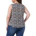 thumbnail image 4 of DARING DIVA Women's Plus Sleeveless Floral Print V Neck Tank Top 4X Navy Blue, 4 of 7