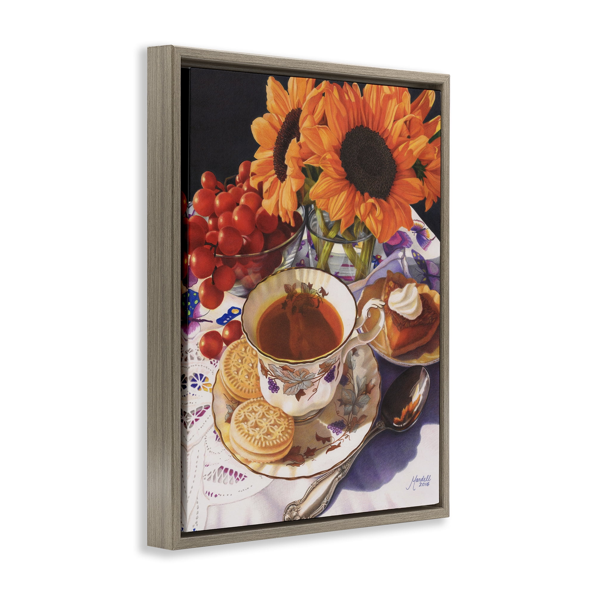 Stupell Industries Autumnal Tea Party Food & Beverage Painting Brown Floater Framed Art Print Wall Art, 25 x 31
