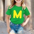 thumbnail image 2 of Zhuashum Hauts Filles 8-9 Ans Manches Courtes Col Rond T-Shirts Graphique Lettre Quotidien Tee Printemps Été Rétro Vert, 2 of 4