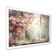 thumbnail image 2 of Designart "Gazing through Country Window at Pink Blossoms I" Floral Framed Wall Art Decor - Traditional Pink Window Hallway Framed Wall Art Decor, 2 of 6