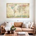thumbnail image 2 of Elephant Stock Political Map Of The World Old Style Wall Art - Horizontal Multi Panel Canvas - Living Room Wall Decor - Map Multi Panel - Pink And Green Decor By Michael Tompsett - 65" x 42", 2 of 8