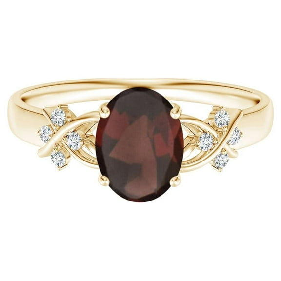Art Deco 2 Ctw Oval Garnet Gemstone 925 Sterling Silver Women Wedding Ring