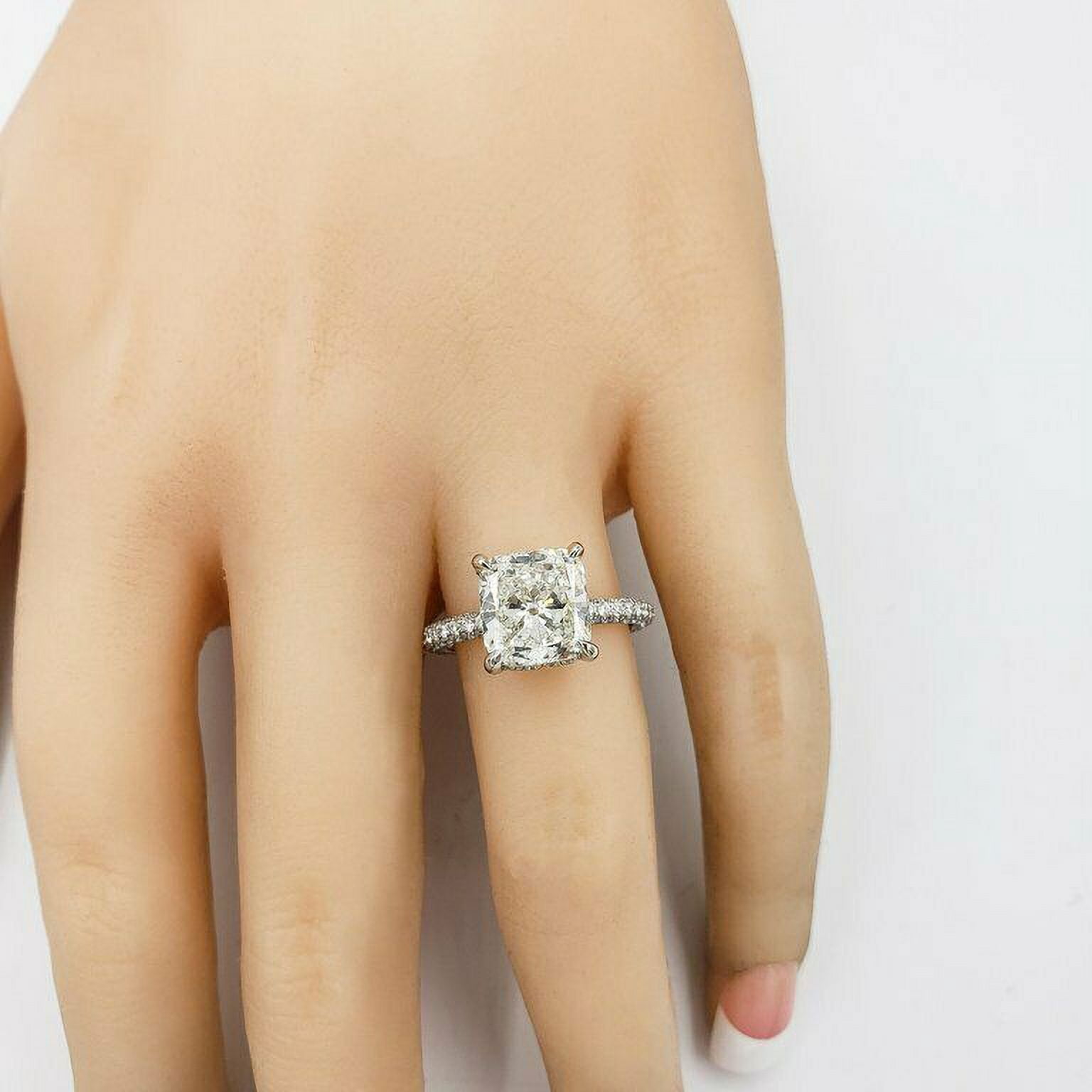 HeartsAndYou 1.6ct Cushion Cut Moissanite Engagement Ring for Women Accent Solitaire 18k White Gold Over Silver