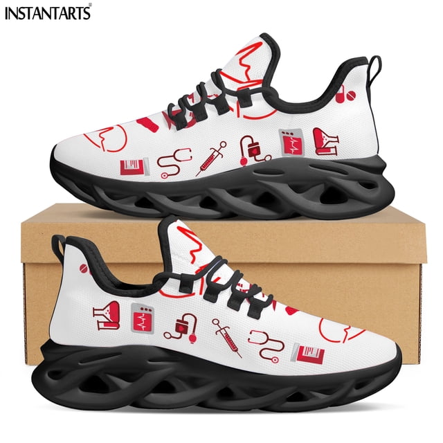 Zapatillas deportivas de malla con cordones para mujer, con diseño de herramientas médicas, plataforma, ligeras y cómodas, para hombre