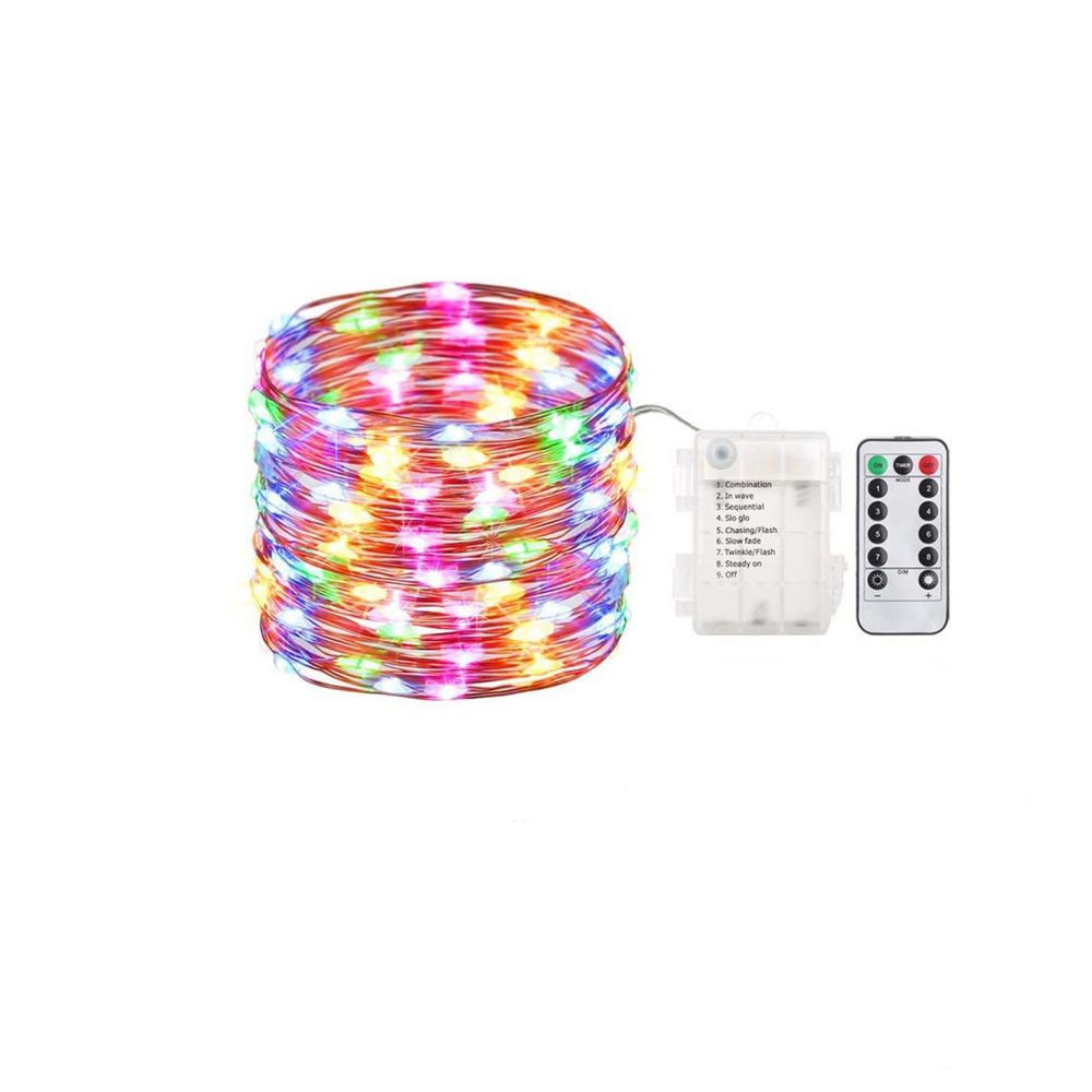 Outdoor String Lights 100LED 33Ft Battery Operated LED Rope Lights with