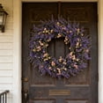thumbnail image 2 of JHyouerji Lifelike Lavender Front Door Wreath 15 Inch Purple Floral Wreath Built In Loop for Wall Window Party Outdoor Porch Decor, 2 of 7