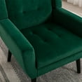 thumbnail image 6 of Modern Velvet Single Sofa Chair, Upholstered Accent Chair Armchair with Black Legs, Comfy Reading Chair Lounging Chair for Bedroom, Living Room and Office, Easy Assemble, Retro Green, 6 of 9