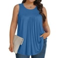 thumbnail image 2 of Jsaierl Tank Tops for Women Plus Size Summer Sleeveless Cami Shirts Casual Crewneck Pleated Tunic Top, 2 of 7