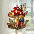 thumbnail image 2 of Butterfly Mushroom2D Flat Acrylic Suncatcher Window Hanging, Faux Stained Glass Forest Decor, Fairy Garden Gift for Nature Lovers, 2 of 4
