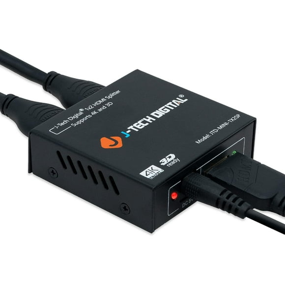 Splitter 1 in 4 Out 4K@60Hz 1x4 Duplicate Mirror with Power Adapter by J-Tech Digital (1 Source to 4 Displays) [JTD3DSP0104]