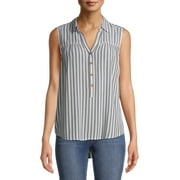 Time and Tru Women's Sleeveless Henley Popover Top