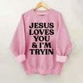 thumbnail image 4 of Women's Sweatshirts 2025 Jesus Loves You Sweatshirts Christian Sweatshirt Casual Pullover Top Sweatshirt for Women, 4 of 5