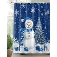 thumbnail image 2 of Fsddascl Navy Blue Snowman Christmas Shower Curtain Set - 48" x 72" Washable Bathtub Curtain with 12 Hooks, Tree Snowflake Gifts Xmas Waterproof Fabric Stall Shower Curtains for Bathroom/Bathtub, 2 of 6