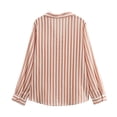 thumbnail image 4 of Women's Casual Loose Fit Striped Long Sleeve Lapel Top Shirts Blouses for Business Office Work Vacation Travel Fashion Essential Gift | CSEONE,Red L, 4 of 8