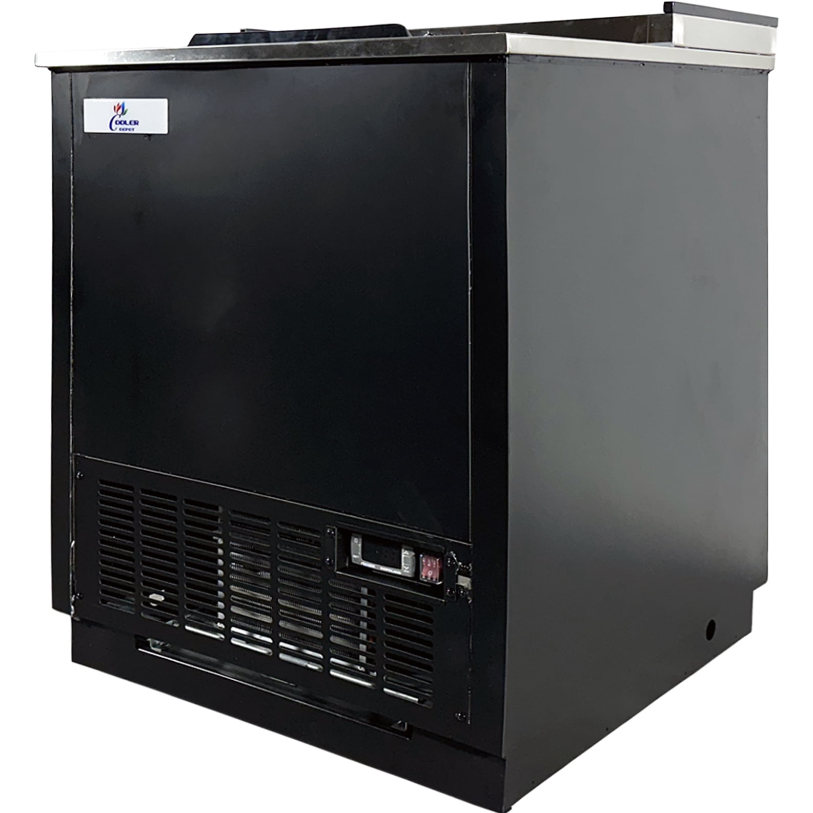 Commercial Glass Froster Freezer 26" Undercounter Bar Mug Chiller – 90 Mug Capacity, 0°F Cooling, R290 Refrigerant, 115V, Black Vinyl Exterior