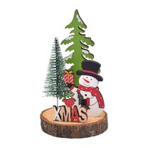Wooden Christmas Table Decor Tabletop Christmas Tree Desktop Ornament Table Top Decoration for Home Indoor Party Xmas Present Snowman
