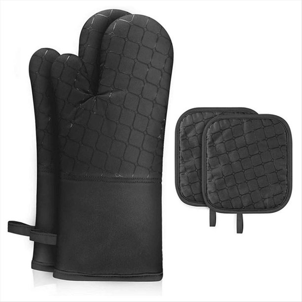 Guantes de Silicona Antideslizantes para Horno, Forrados de Algodón, Resistentes Al y Aptos para Microondas.