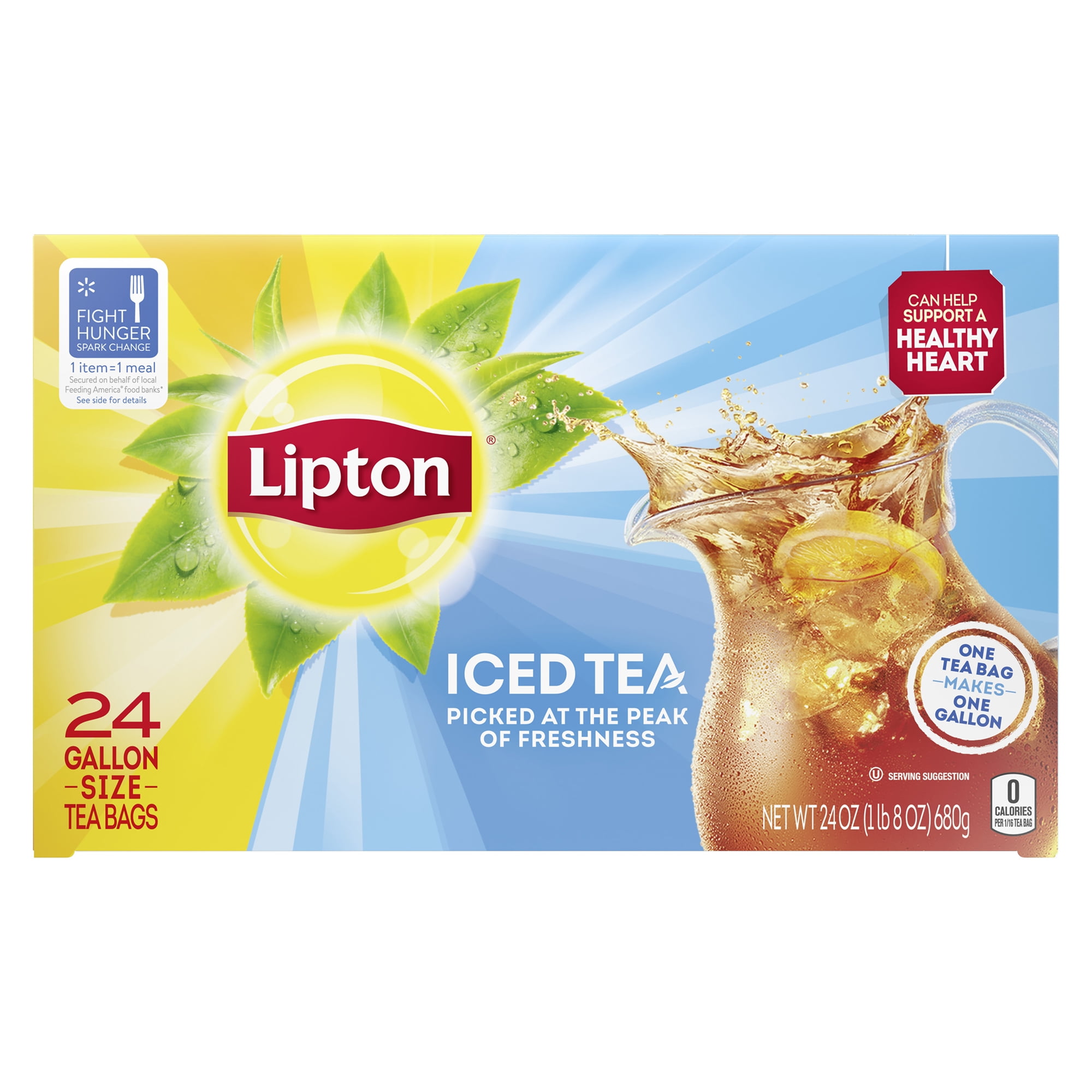 Lipton Gallon Sized Iced Black Tea, Tea Bags 24 Count Box