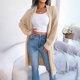 thumbnail image 4 of Ladies Cardigan Long Line Knitted Chunky Balloon Sleeve Open Front Sweater, 4 of 8