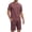 Burgundy, variant on Men Pajamas Set Crewneck 2 Piece Set Short Sleeve Shirt with Color Block Pocket and Soft Shorts Loungewear