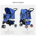 thumbnail image 4 of 3 Wheels Foldable Dog Stroller with Storage Basket, Adjustable Canopy, Cupholder for Miniature and Small Dogs, Blue, 4 of 6