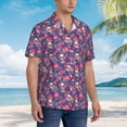 thumbnail image 3 of Gaeub Skull colorful flower daisy Print Men's Hawaiian Shirt,Button Down Short Sleeves Shirts,Tropical Beach Casual Button Down Shirts,XX-Large, 3 of 7