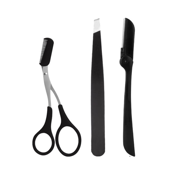 Eyebrow Kit Grooming Scissors, Eyebrow Razor Kit, Stainless Steel Eyebrow Razor Kit Kit Eyebrow Scissors, Eyebrow Brush, Tweezers, Portable Multipurpose Eyebrow Trimming Tool Set for Women Men