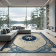 thumbnail image 2 of ODIKA 6'x9' Washable Area Rug Non-Slip, Chair-Friendly, Starfish Ocean Nautical Motif Seashell Center Bathroom Coral for Dining Room, Under Table, Office Décor, 2 of 7