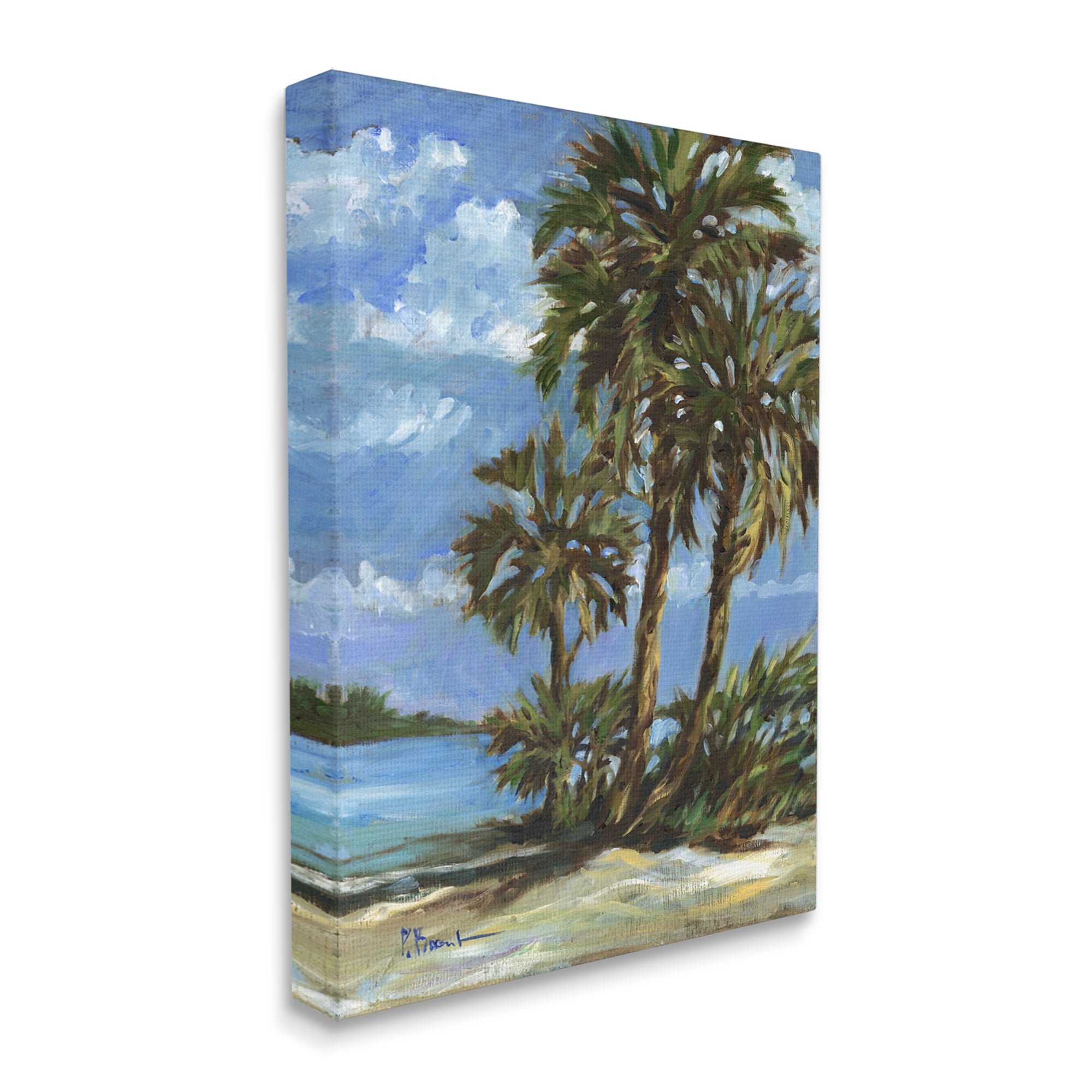 Stupell Industries Tropical Shoreline View Nature Painting Gallery Wrapped Canvas Print Wall Art, 30 x 40