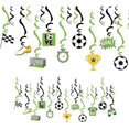 thumbnail image 3 of Vajilla para fiesta de cumpleaños de fútbol Banner de feliz cumpleaños 16 vasos de papel, 16 platos de papel, 20 pajitas, 24 adornos para tartas, 24 espirales Accesorios para fiestas de cumpleaños, 3 of 5