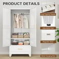 thumbnail image 3 of Metal Armoire Wardrobe Closet, 71 "Tall Clothing Storage Cabinet with Hanging Rods and 1 Drawers, Household Closet Organizers with Adjustable Shelves for Home Office or Gym (White), 3 of 7