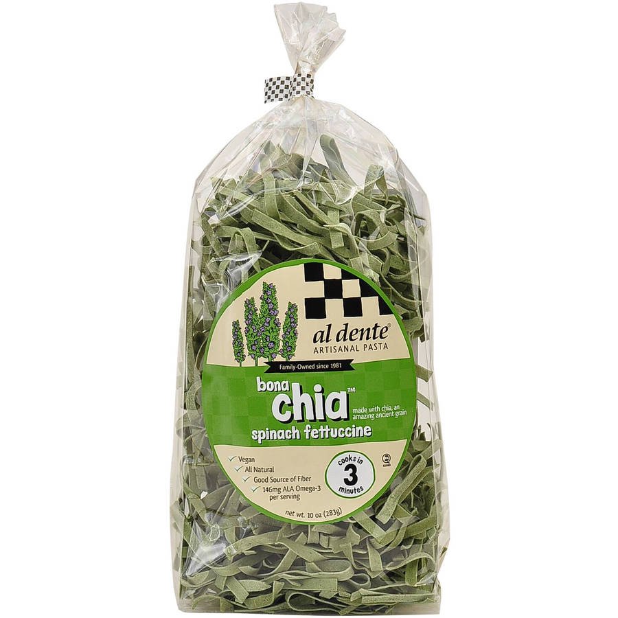 Al Dente Bona Chia Spinach Fettuccine Pasta, 10 oz, (Pack of 6