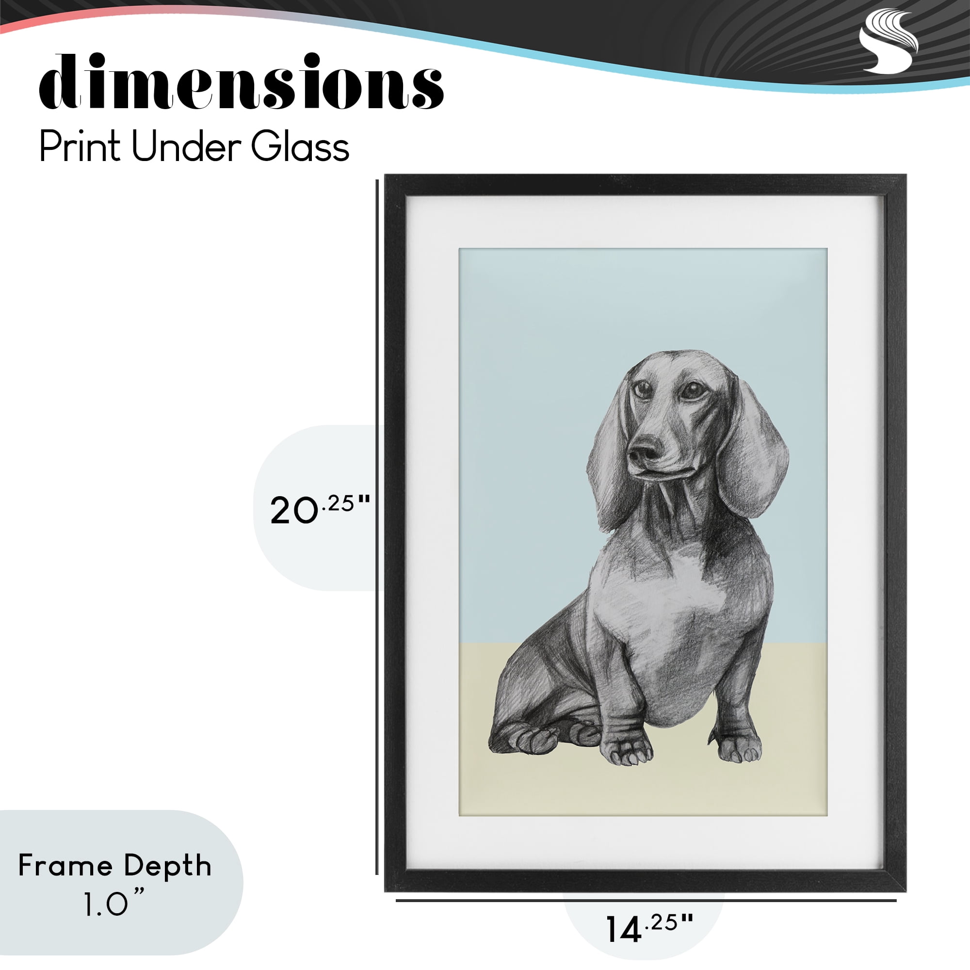 Stupell Industries Sitting Dachshund Sketch Black Framed Print Under Glass, design by Violeta Vollmer