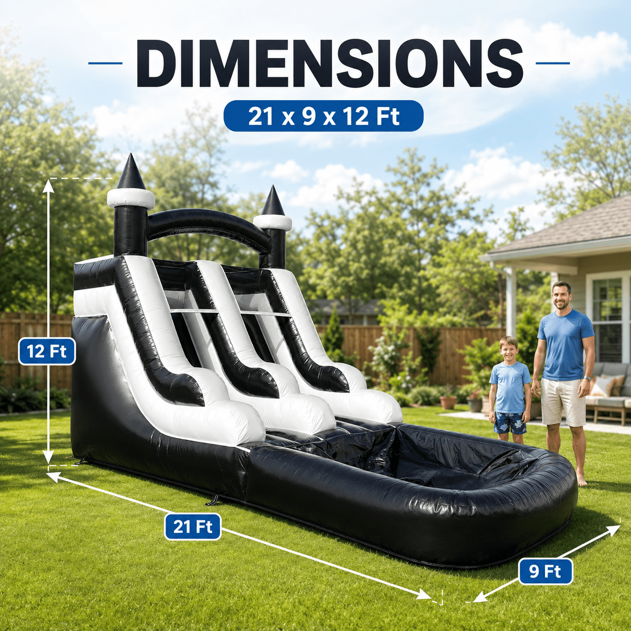 Commercial Water Slide and Splash Pool with Blower for Kids 14FT